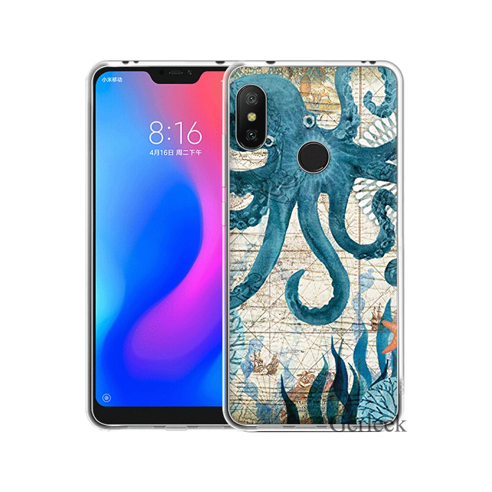 Жесткий чехол Desxz Blue Sea Octopus для Xiaomi Mi A2 A1 5X 6X 6 8 9 9se 5 5S MAX 3 Lite | Мобильные телефоны и