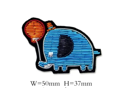 DIY 3D значки ручной вышивки животных/лиса/обезьяна/Динозавр Embroiderd металлическая проволока аппликация для пальто брюки сумка брошь - Цвет: Elephant
