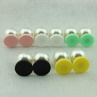 monogram blank round acrylic double sided pearl earrings for women square acrylic pearl brand designer jewelry
