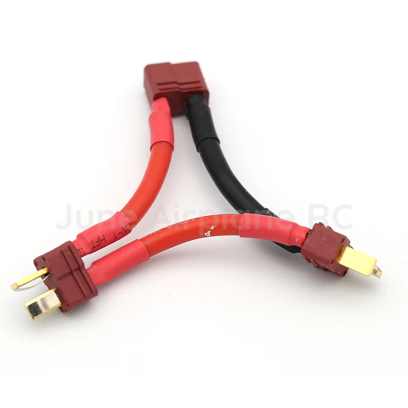 

2 шт., позолоченный, двусторонний, Т-образный штекер серии, адаптер для батареи 14AWG, силиконовая линия для RC камеры, аксессуары для дрона