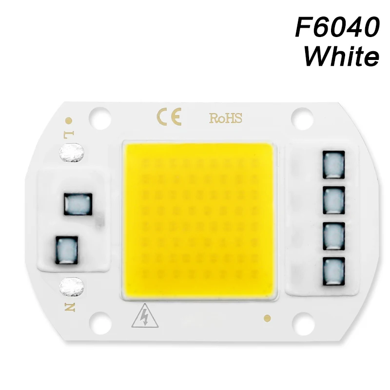 F6040 White Светодиодный светильник COB для выращивания растений, полный спектр, AC 220 В, 20 Вт, 30 Вт, 50 Вт, травяная лампа для растений, светильник для выращивания растений в помещении, светильник для роста рассады - Испускаемый цвет: F6040 White