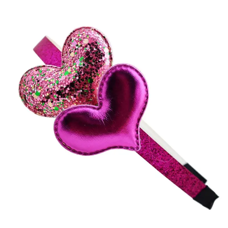 rose red Heart Детские головные уборы для девушек, красивый расшитый блестками вышивка «звёздочки» или «бриллианты» женские аксессуары для волос для девочек В стиле принцессы вечерние резинки для волос - Цвет: rose red Heart