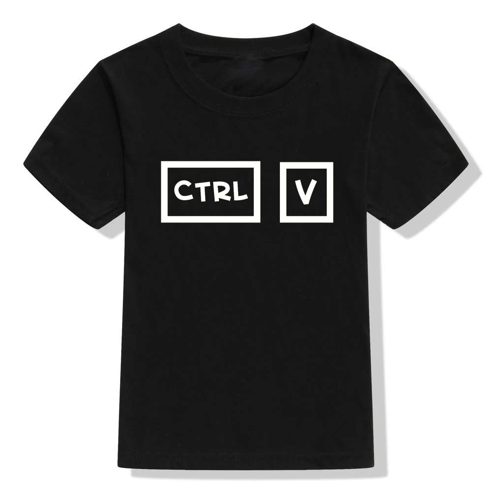 Футболка для мальчиков и сестер модная детская рубашка с клавишами Ctrl C & V