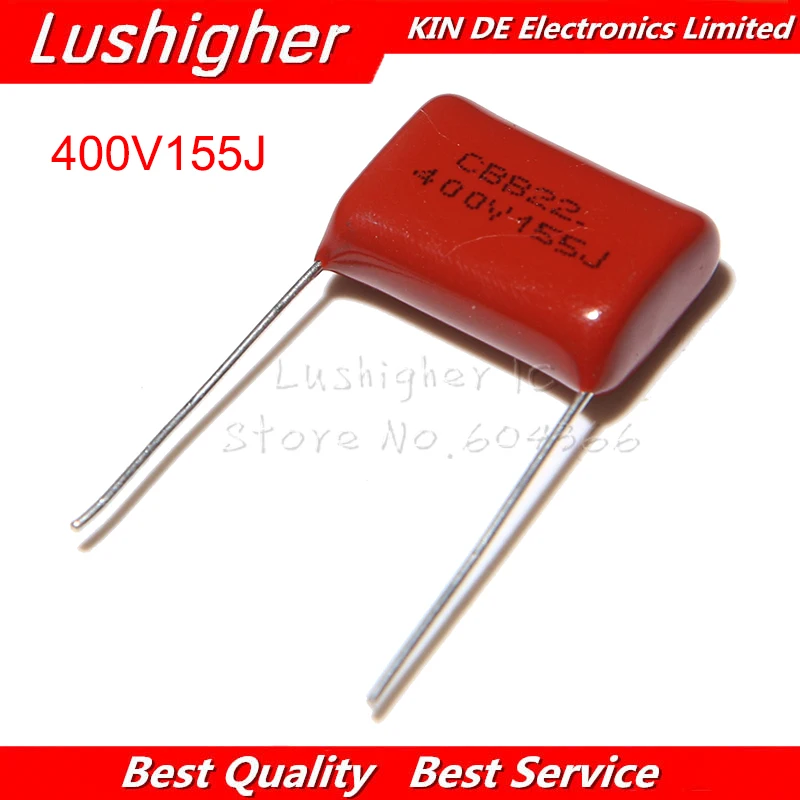 10 шт. 400V155J 1 5 мкФ шаг 20 мм 400 В 155 155J CBB полипропиленовый пленочный конденсатор |