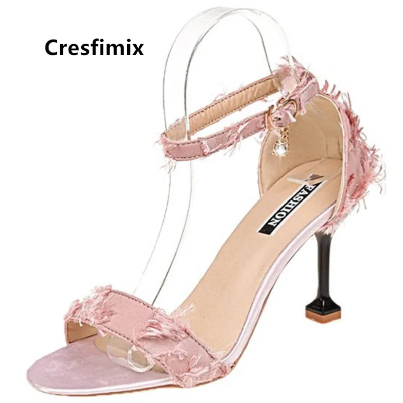 Cresfimix sandalias de mujer Женские модные классические черные босоножки высокого качества