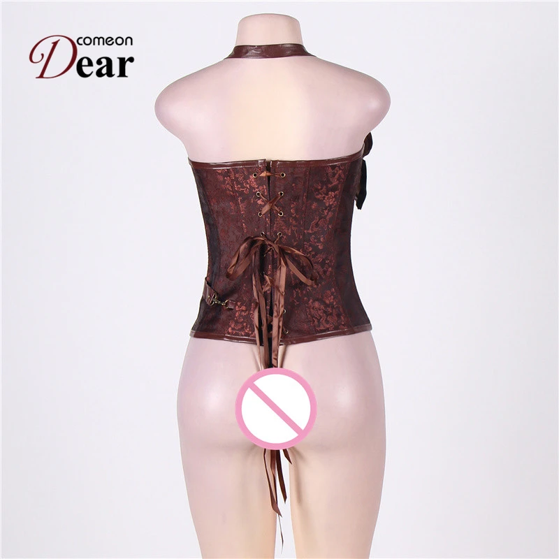 Comeondear Корсет Топ Vetement Femme Gothique Burlesque костюмы AB2231 Винтаж Плюс Размер Холтер Мода Ropa стимпанк Mujer
