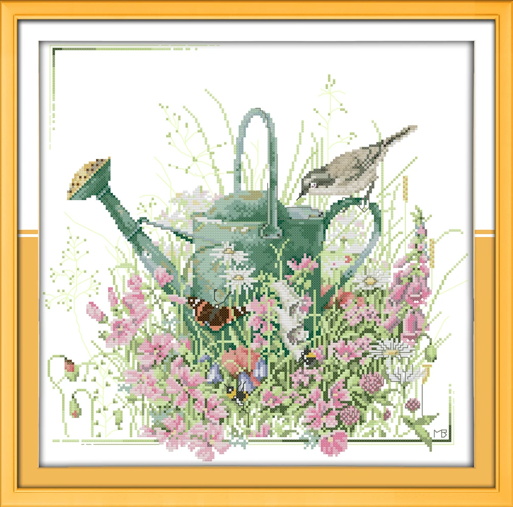 Flowers Gardening bird diy Painting Counted Printed on canvas DMC 14CT 11CT chinese Cross Stitch Needlework Kits Embroidery Sets | Дом и сад