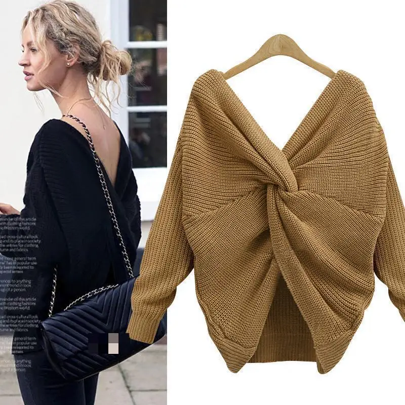 Novelty V-neck Fashion Full Sleeve Pullovers Sweater Women Good Quality Mujer One Size Free Shipping | Женская одежда