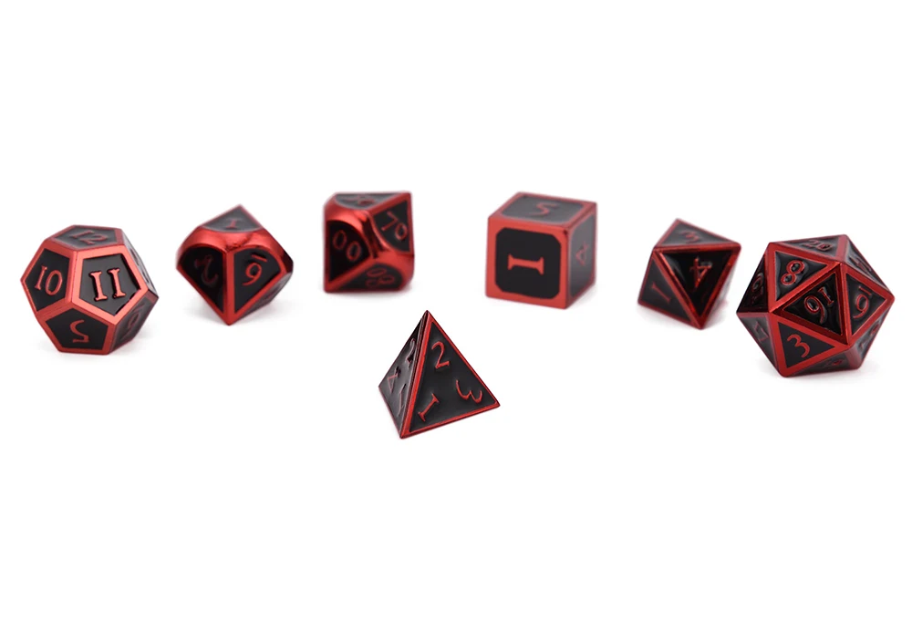 Mystery Metal Dice красный и черный для подземелий и драконов RPG MTG обучение математике D4 D6 D8 D10 D% D12 D20