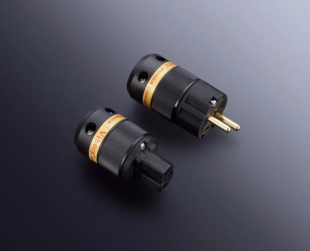 Выборг VE501G + VF501G 99.99% чистый Медь 24K позолоченные Schuko Мощность разъем IEC гнездовой
