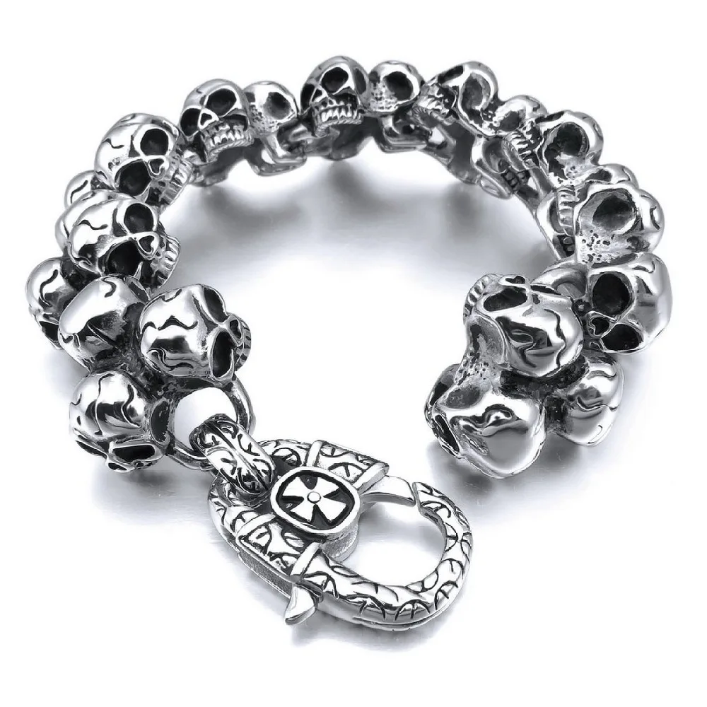 Крутой мужской браслет из нержавеющей стали ювелирное изделие череп крест