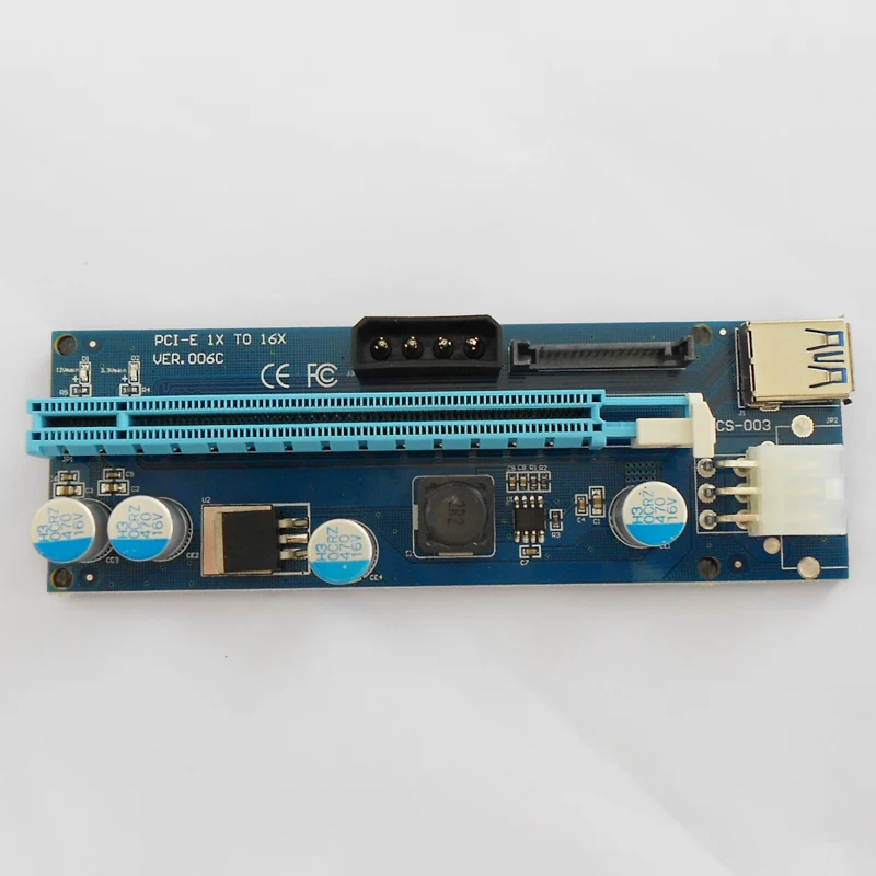 3 в 1 4pin 6pin SATA PCI E карта Riser USB 0 LED 60 см Express 1x до 16x PCIE для майнинга