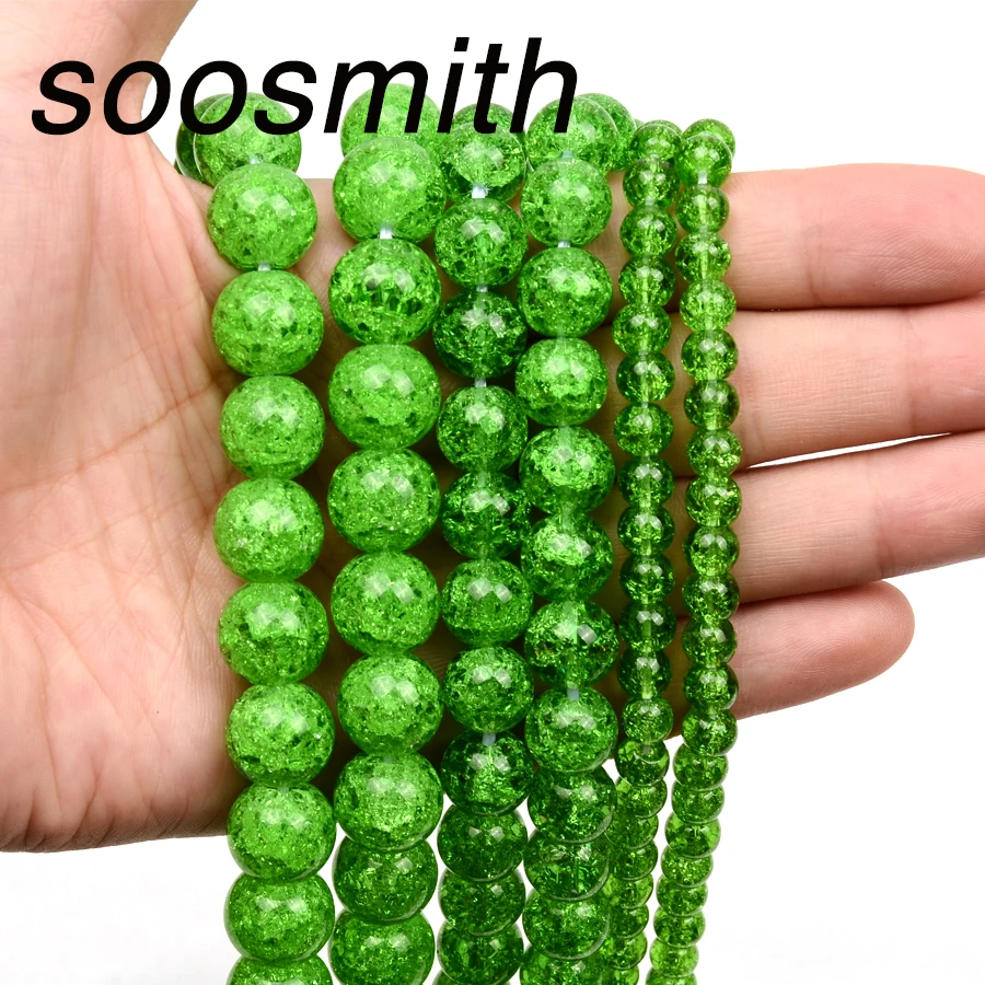 Soosmith круглый зеленый Попкорн с украшением в виде кристаллов Стекло бусина
