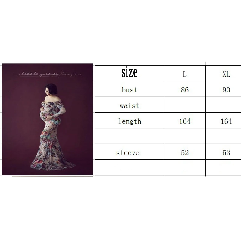 

Sunbaby Elegant Fashion Long Bottom Floral Shoulderless maternity dresses photography clothes for pregnant women