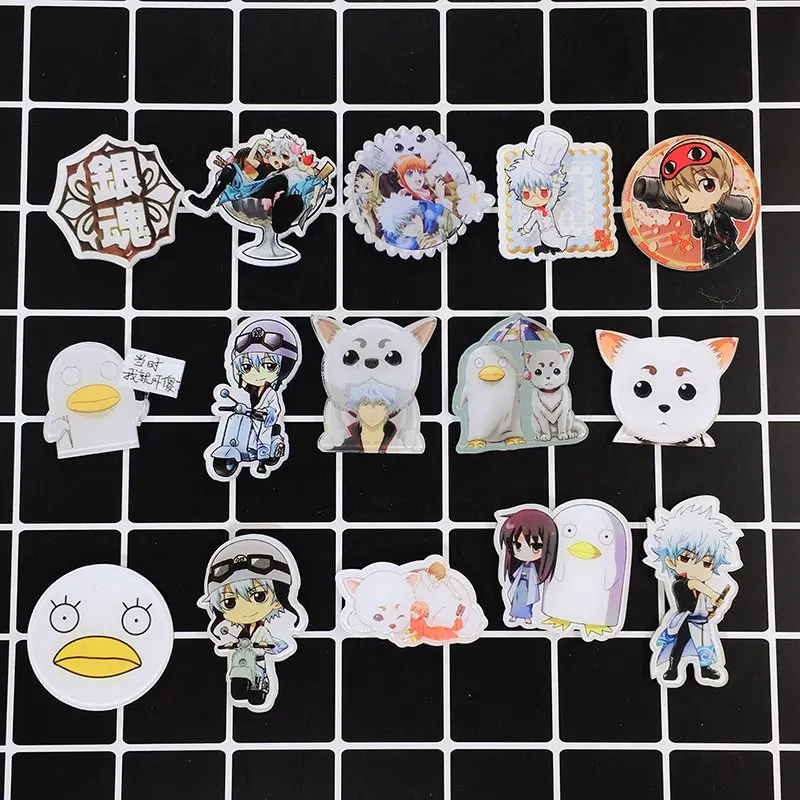 Набор акриловых значков аниме Gintama 26 шт./лот Асимметричные значки Sakata Gintoki Kagura