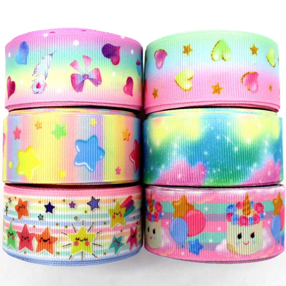 Новинка " 25 мм Сердце Любовь/звезда мультфильм лента 10 ярдов DIY ручной работы материал головной убор бант подарочная упаковка цветная лента для торта корсажная лента