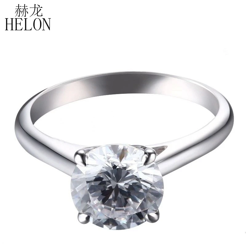 HELON Solid 14 k белое золото 2 карата диаметр 8 мм GH цвет обручальное кольцо лаборатория взрослый Алмазный Муассанит кольцо для женщин