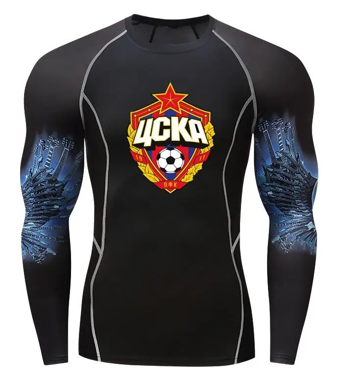 ЦСКА Мужская футболка Stampe Compressione рубашка Бодибилдинг Maniche Lunghe MMA Esercizio Allena для
