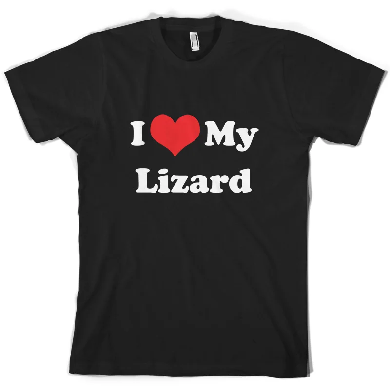 I Love My Lizard - Mens T-Shirt 10 Colours Reptile Dragon S-XXL Print T Shirt Short Sleeve Hot Tops Tshirt Homme | Мужская одежда
