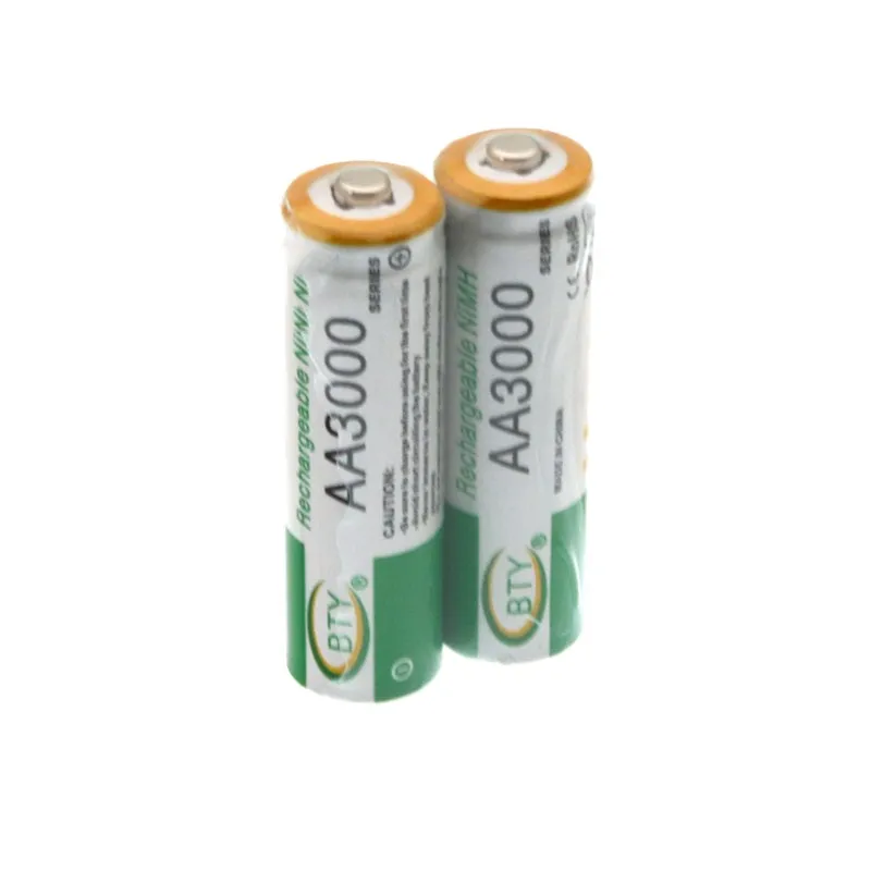2PCS Абсолютно новые 1,2 V 3000mAh NI MH AA предварительно заряженные аккумуляторы NI-MH перезаряжаемые aa батареи для игрушек камера микрофон - Цвет: 2PCS
