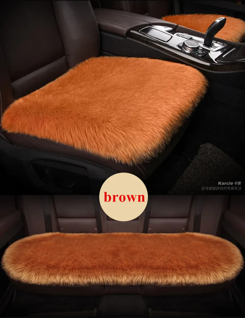 

3PCS/SET Car Seat Cover Natural Sheepskin Faux Fur Long Simple Warm Winter Car Seat Cushion Fur Plush Universal Size 5 Colors