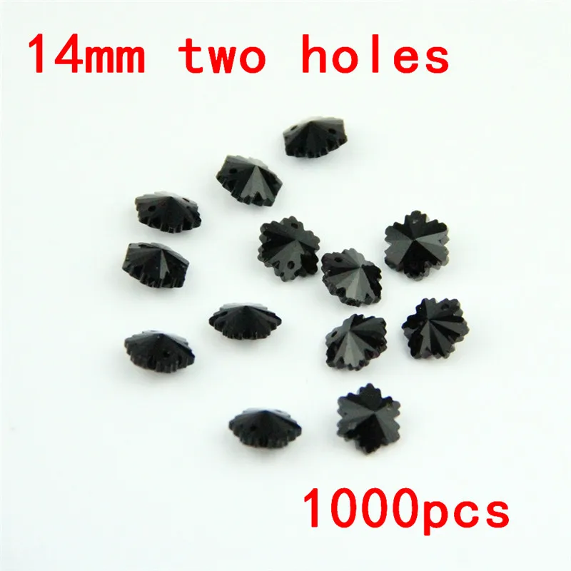 

Shining 1000pcs/Lot 14mm Black Crystal Chandelier Snowflake Beads In One Hole Free Shipping, Wedding&Ball Chandelier Lamp Beads