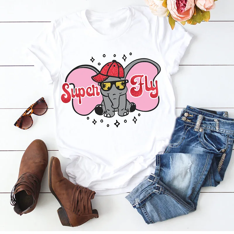 Dumbo Super Fly Футболка женская забавная футболка со слоном Svg Vacay Mode Tshits для женщин и