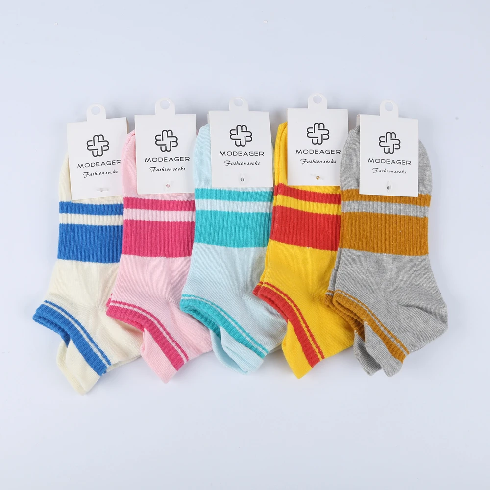 5 пар/лот Лето Повседневное красочными полосками укороченные носки Для женщин