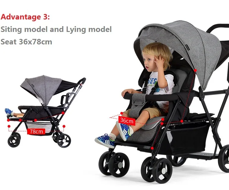 Seebaby Fold Twins детская коляска, двойная коляска, два сиденья, может стоить/сидеть, подходит для новорожденных, детская коляска