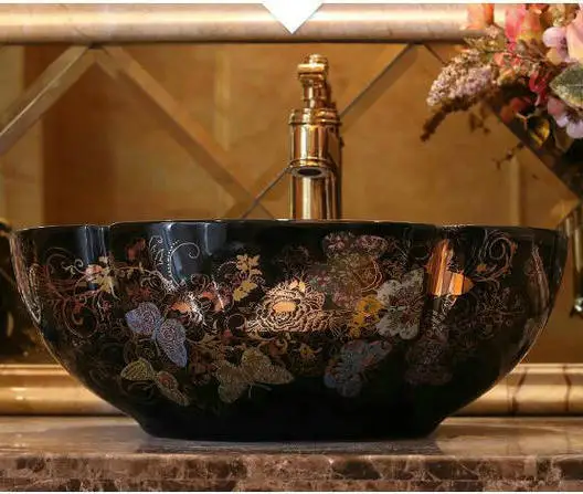 Романтические бабочки художественная черная фотография раковина для ванной