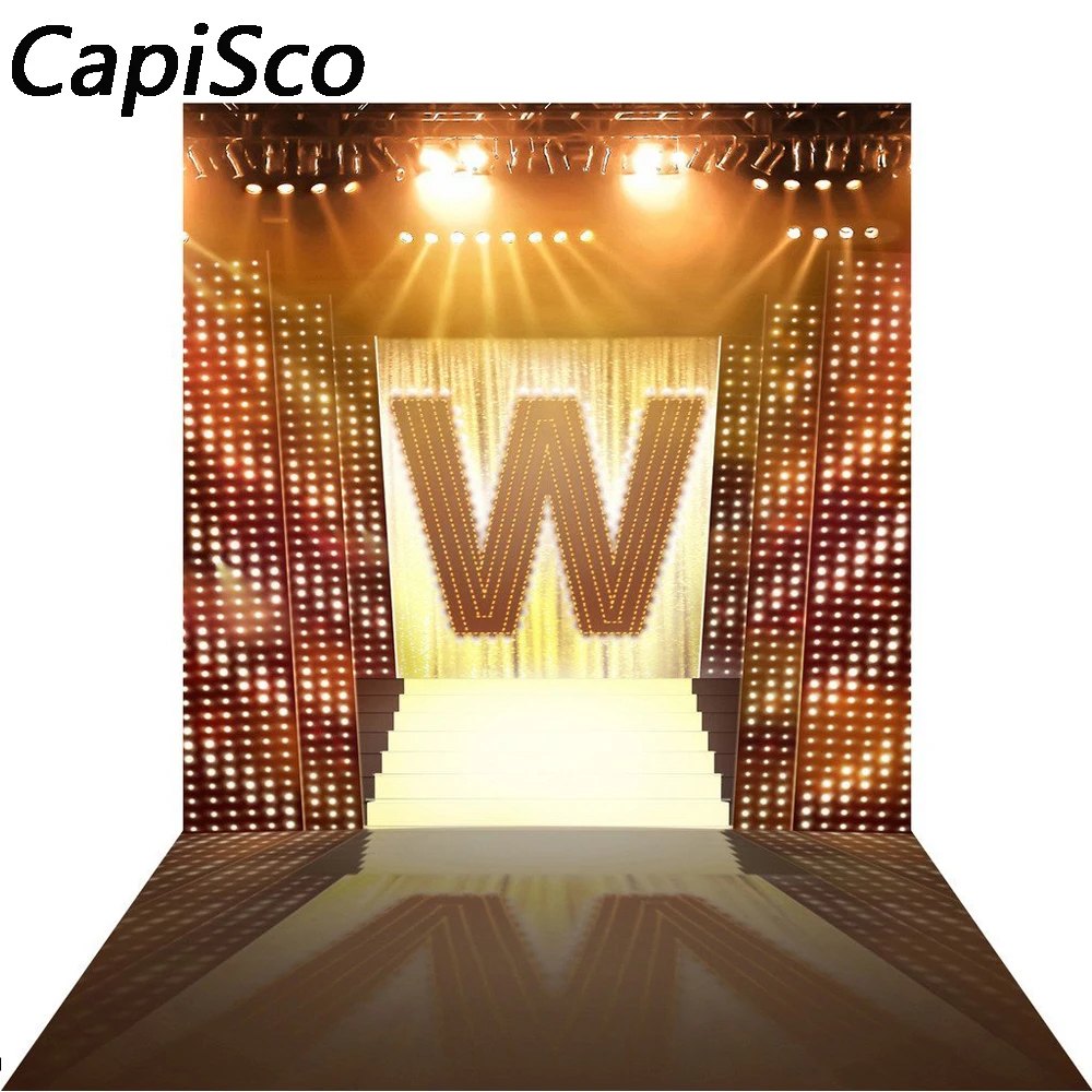 Capisco Фото фоны золотые музыкальные сцены шоу Блестящий прожектор ребенок портрет