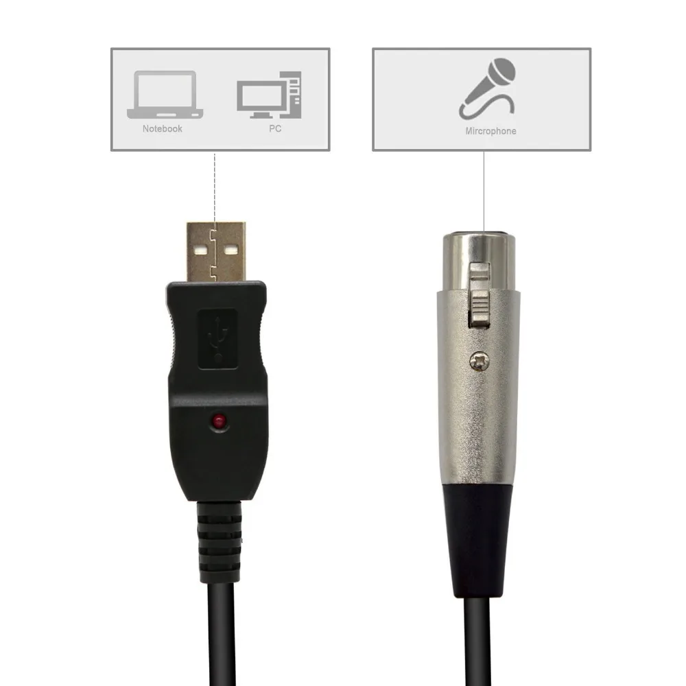 Leadzoe USB папа на 3 Pin XLR Женский микрофон Микрофон Студия аудио кабель связи |