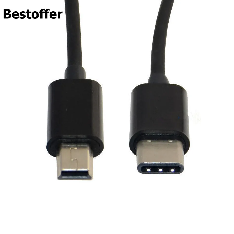Мини-usb к USB-C кабель USB C к мини-b шнур для GoPro Hero 3+ PS3 контроллер и мини-b устройств 25 см/черный