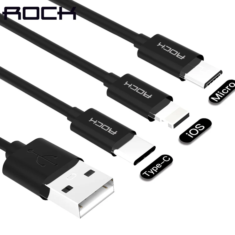Кабель ROCK USB для iPhone X 8 7 6 кабель Micro быстрой зарядки Samsung Xiaomi Кабели Type c мобильный