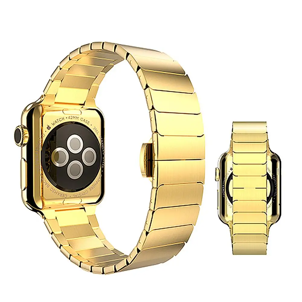 Ремешок для Apple Watch 4, 3, 2, металлический браслет из розового золота и нержавеющей стали для iWatch 42 мм, 38 мм, 4 ремешка 44 мм, 40 мм, ремешок