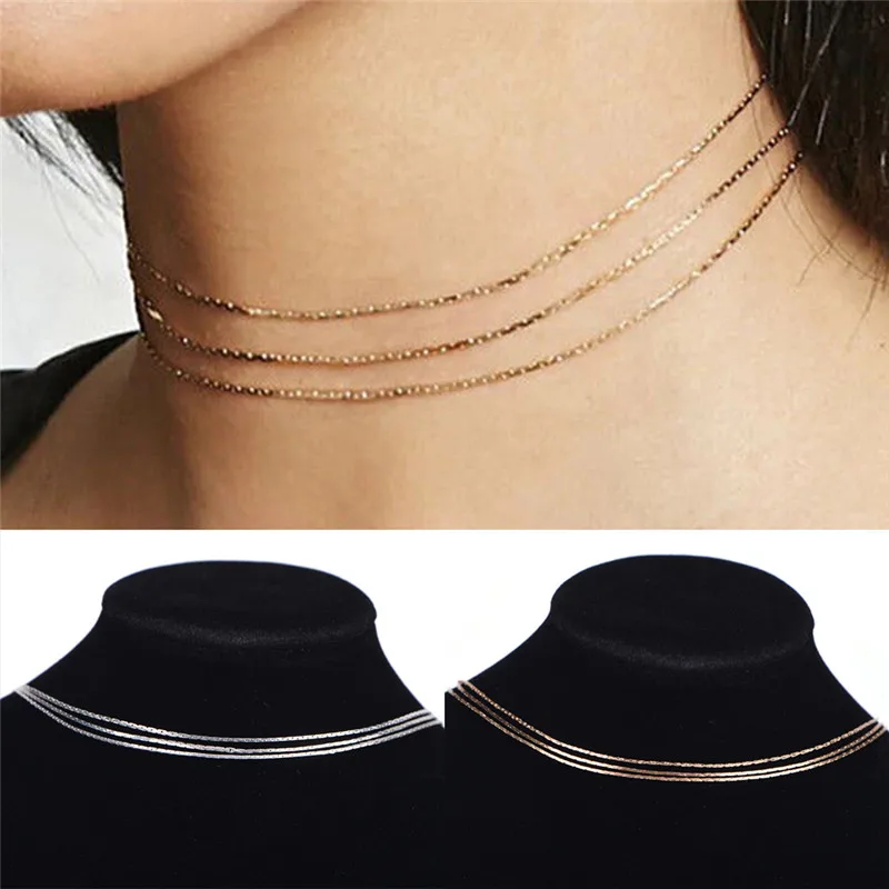 Многослойное массивное ожерелье 3 слойная цепочка на шею колье ошейник подарок