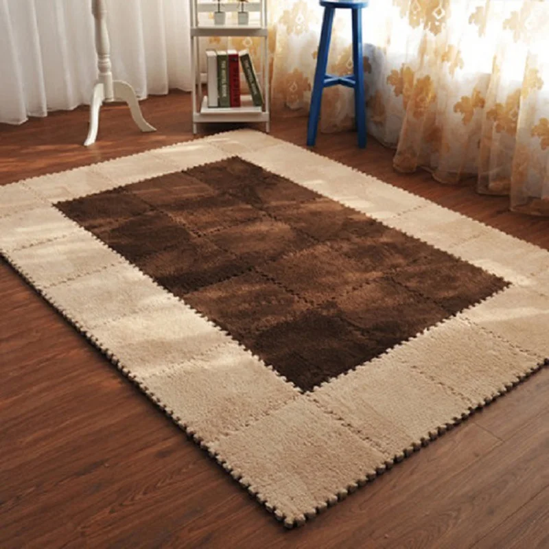 

Детский игровой коврик из мягкой пены с плюшем, красочный пазл, ворсистый коврик, Детский защитный игровой коврик, напольный ковер, Прямая п...