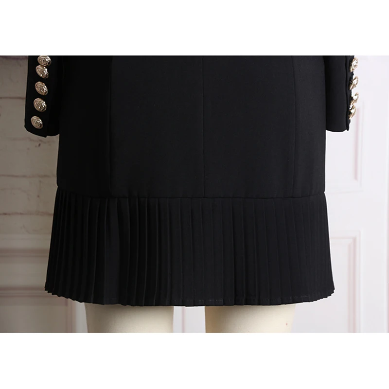 Женское двубортное платье на пуговицах подиумное дизайнерское с длинным рукавом