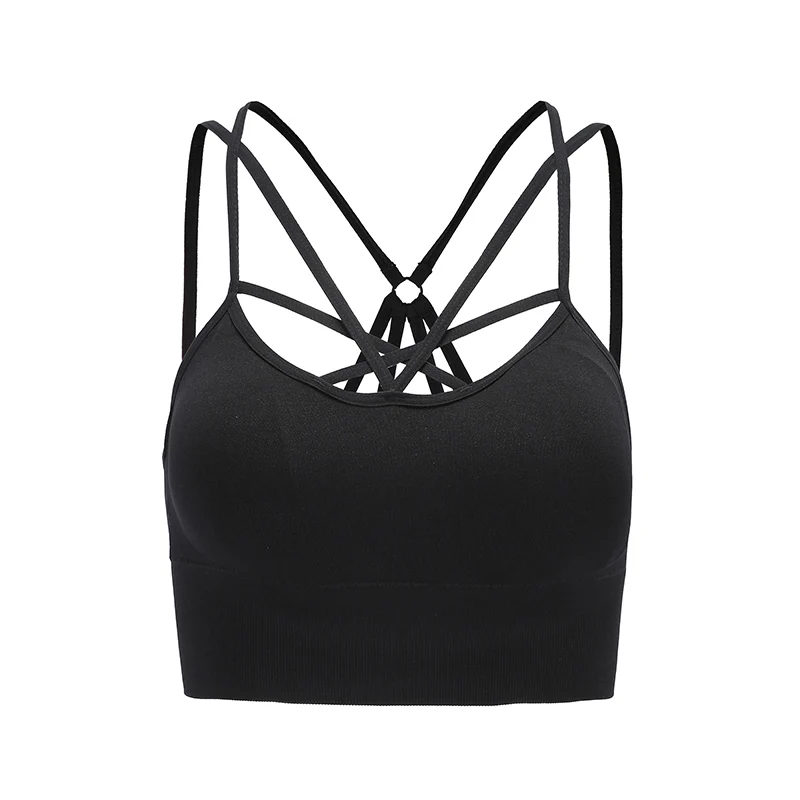 CretKoav новые бюстгальтеры для фитнеса Для Женщин Йога сексуальные дышащие сзади кольцо пряжка дизайн пуш-ап выдалбливают Беговые спортивные бюстгальтеры - Цвет: Черный