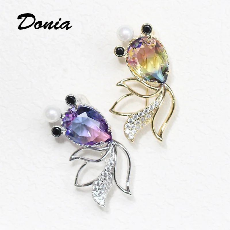 

Donia Jewelry Fashion Korean version of the micro-inlaid zircon brooch gradient crystal bow tie sweater brooch scarf pin