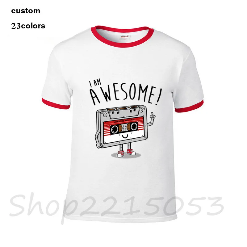2018 Мода I am awesome cassette tape мужские забавные хлопковые футболки хип хоп Уличная harajuku