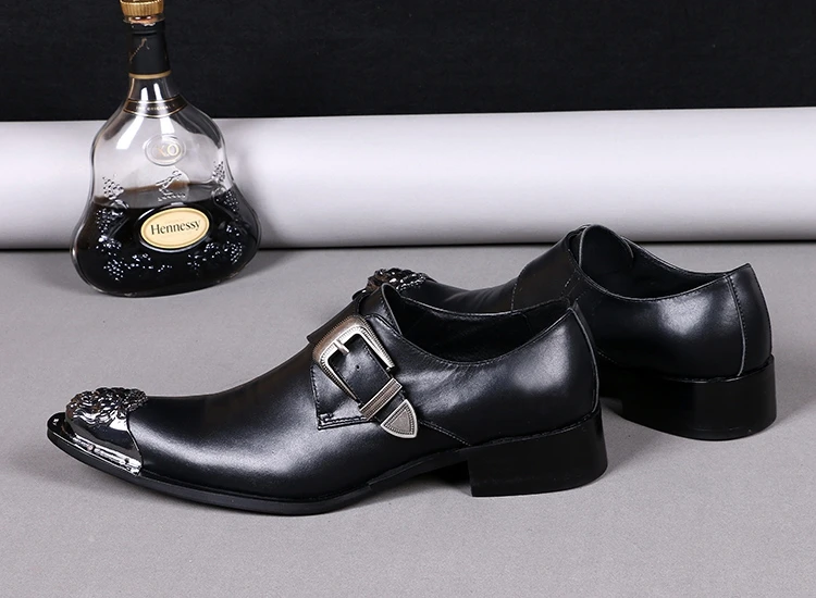 Свадебные туфли из натуральной кожи с пряжкой Мужская официальная обувь Мужские