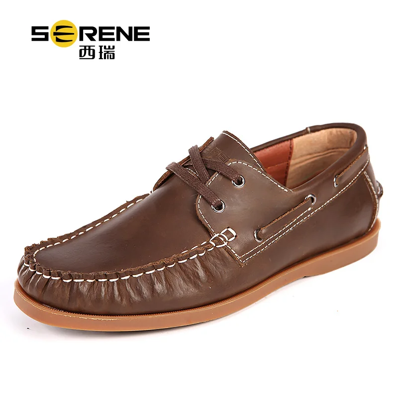 Nice Great 6211 Fashion Soft Cow Leather Men Boat Shoes Solid Color Low Top Lace Up Genuine Casual For | Обувь