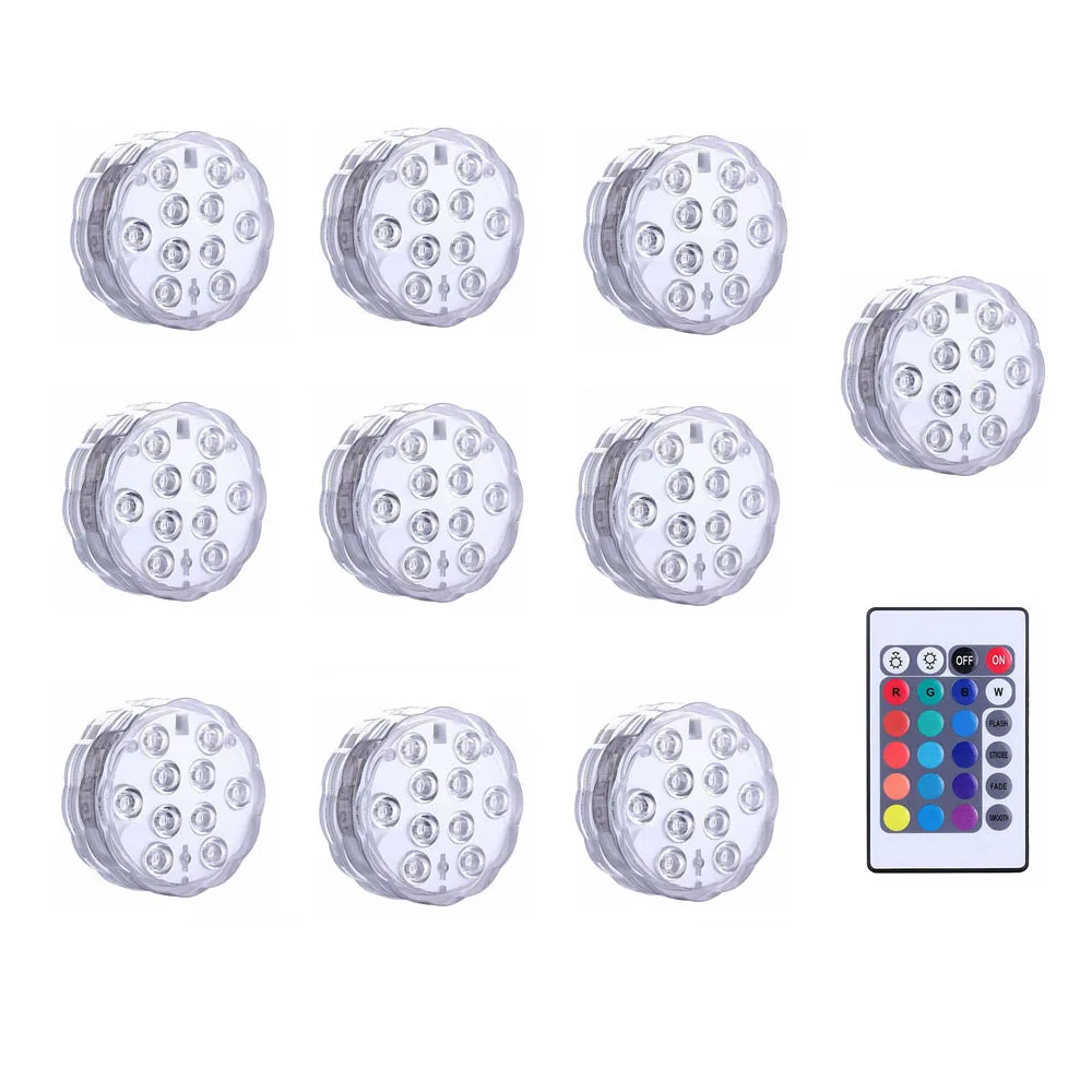 10 light 1 controlle 10 светодиодов RGB светильник для бассейна, водонепроницаемый ip68 светильник для рыбалки, аквариума, сада, дома, фонтана, пруда, украшения - Испускаемый цвет: 10 light 1 controlle