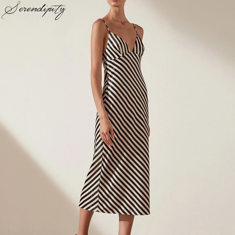 Полосатое сексуальное Макси платье Женские Элегантные Вечерние Длинное