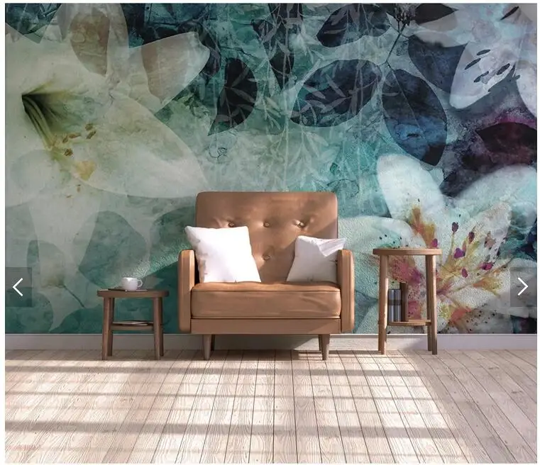 Настенные 3D обои на заказ в европейском стиле с абстрактными листьями и цветами