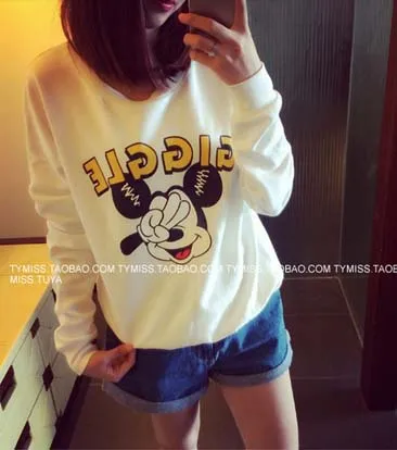 2014 New Autumn Women Lady Printed mickey Sweatshirt Hoody Hoodies Tracksuits Pullovers Sport Suit Tops Outerwear For Woman | Женская