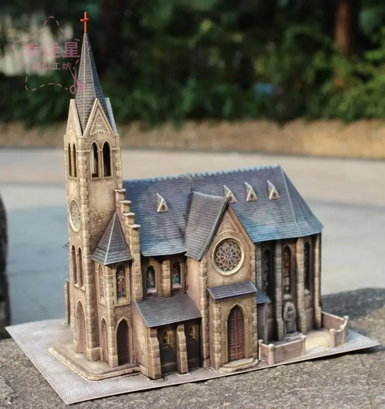Средневековое здание 1/87 приложение 1404 церковь 3d бумажная модель DIY