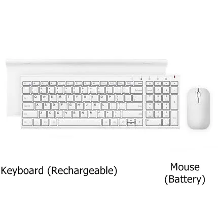 White keyboard and m B. O. W HW193 металлическая пластина 2,4 ГГц Беспроводная клавиатура и мышь комбо, ультра тонкая клавиатура с эргономичным дизайном для ноутбуков стол, ПК - Цвет: White keyboard and m