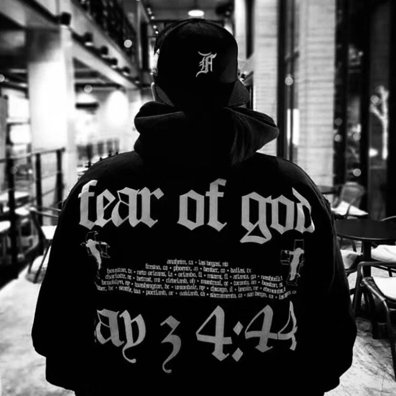 Новые брюки Fear Of God 4:44 Кофты Уличная одежда в стиле «хип-хоп», брюки Fear Of God пуловер с капюшоном с изображением Джастина Бибера и надписью черный Fear Of свитшоты с Богом